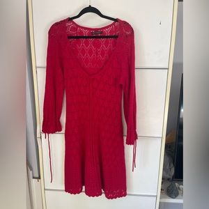BETSEY Johnson red crocheted one size fits all dress